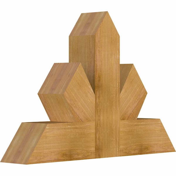 Saratoga Rough Sawn Timber Gable Bracket, Western Red Cedar, 36W X 24H X 6D X 6F, 16/12 Pitch